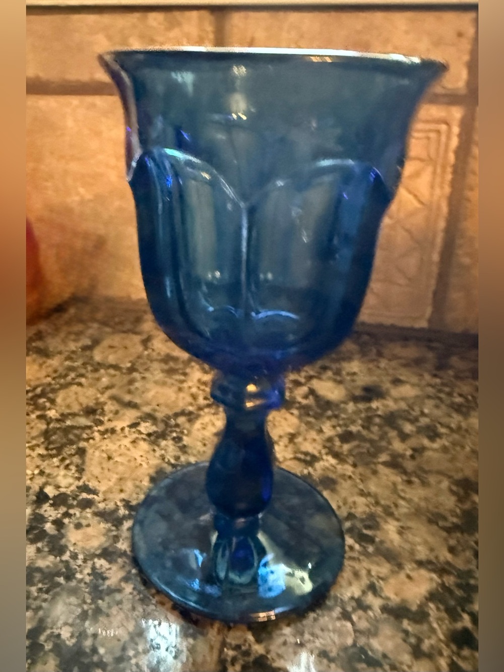 Wine Glass Goblet Imperial Old Williamsburg Pattern Cobalt Blue 6 .5" Mint